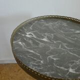 Tripod pedestal veined black marble