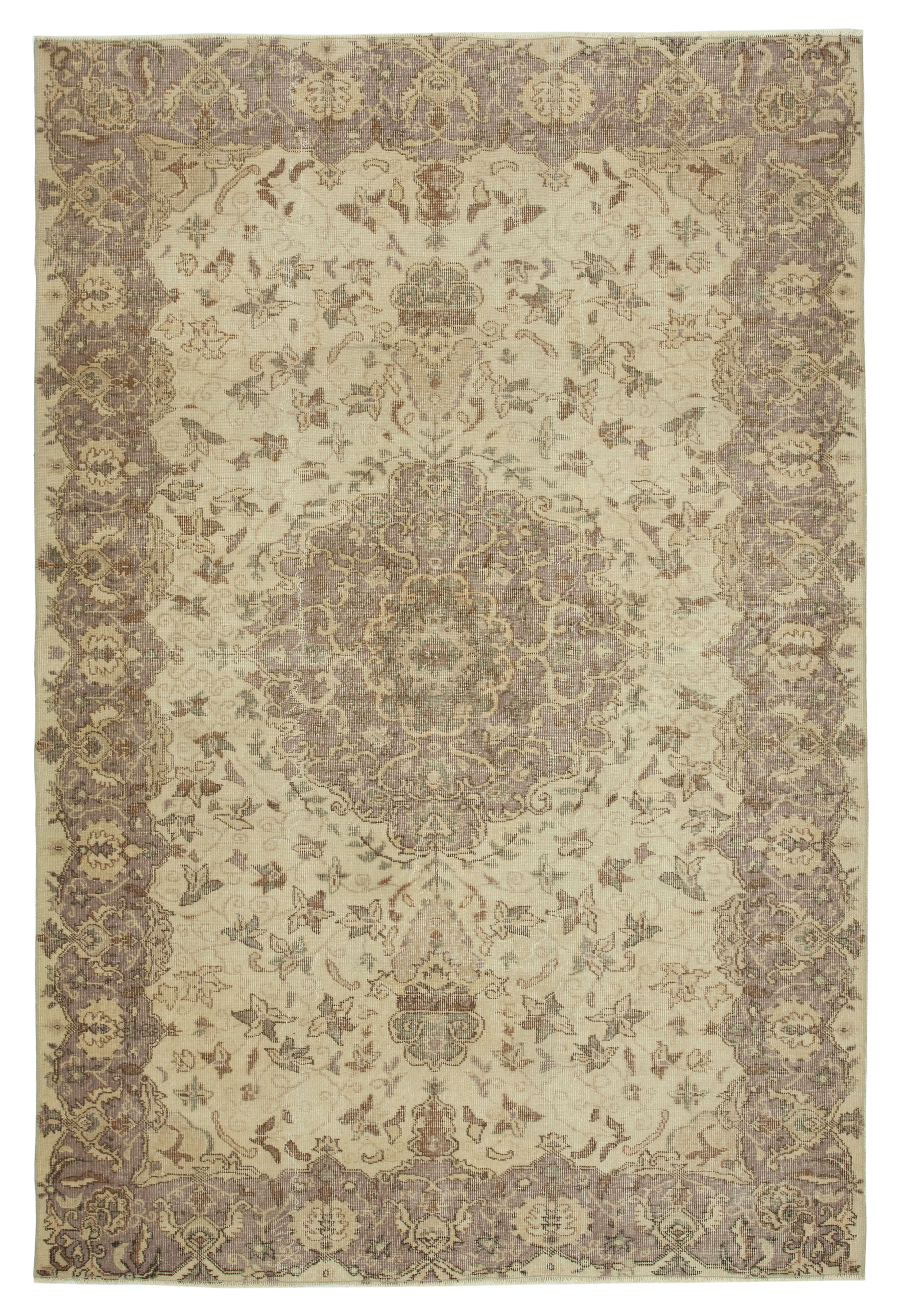 Hand-knotted turkish beige rug 192 cm x 285 cm