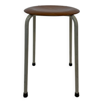 Vintage school stool, 1970s industrial design, Dutch minimalist