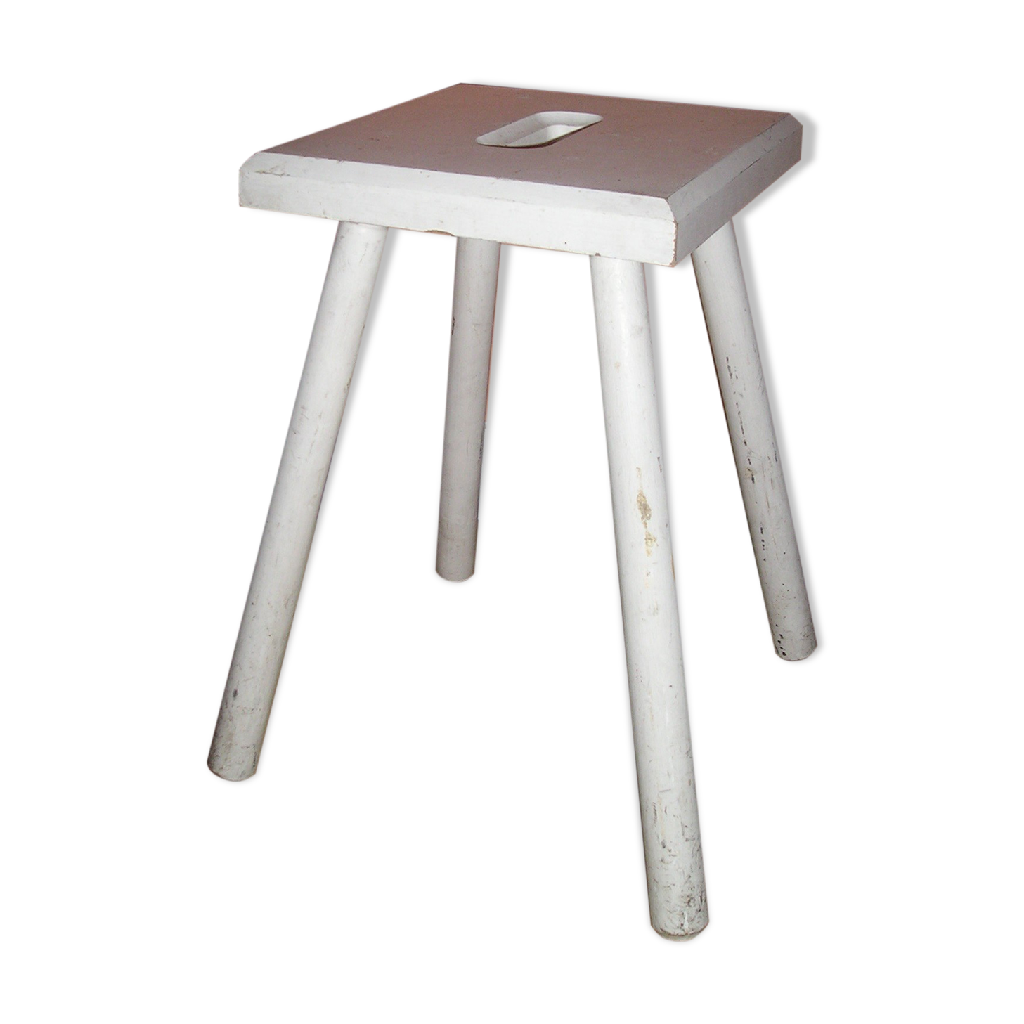 Tabouret bois vintage à pieds compas