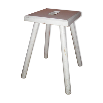 Vintage wooden stool with compass legs
