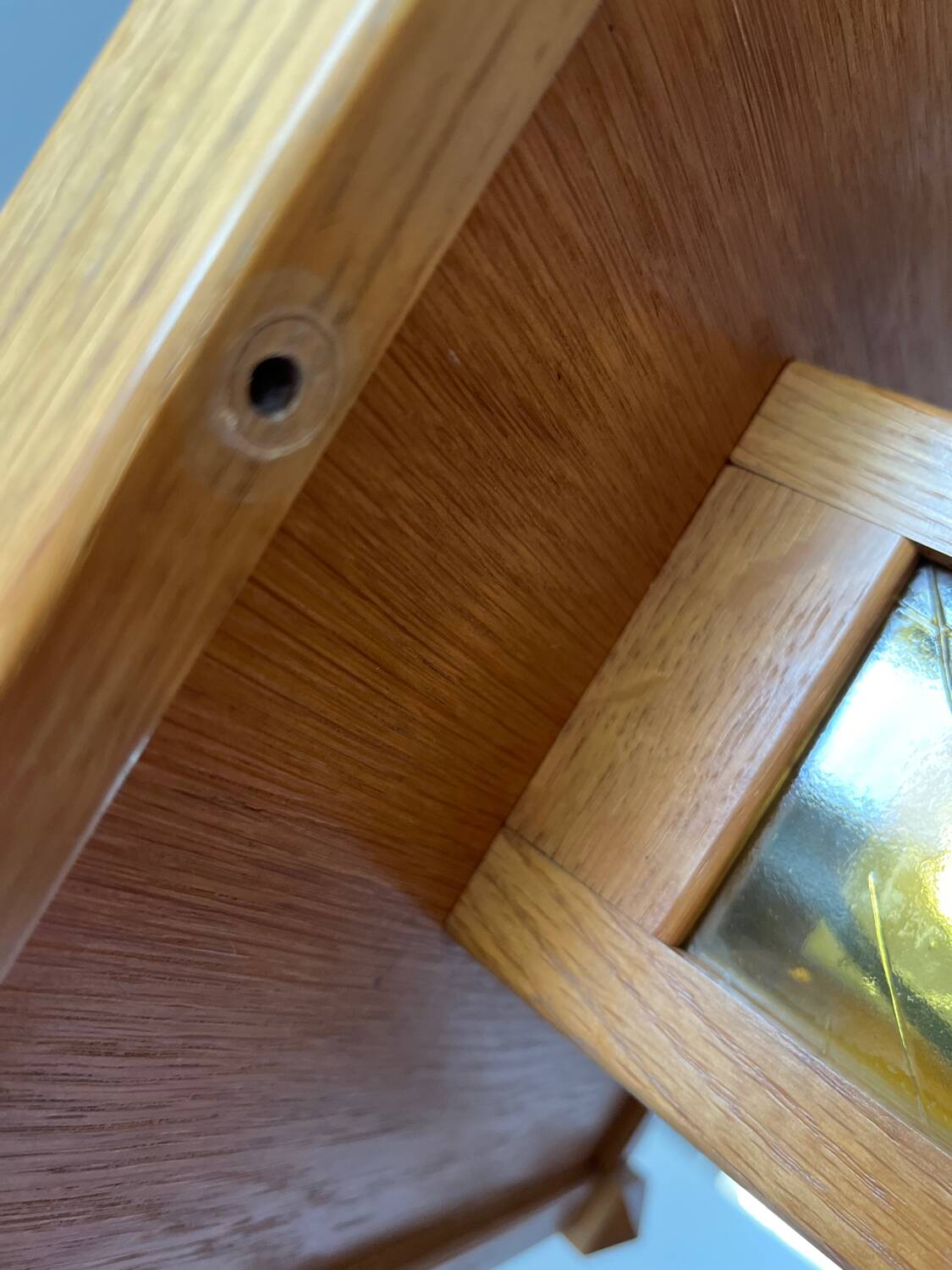 1960s wooden stained glass pendant light
