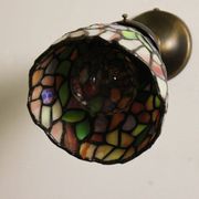 Tiffany lamp, stained glass and tin.