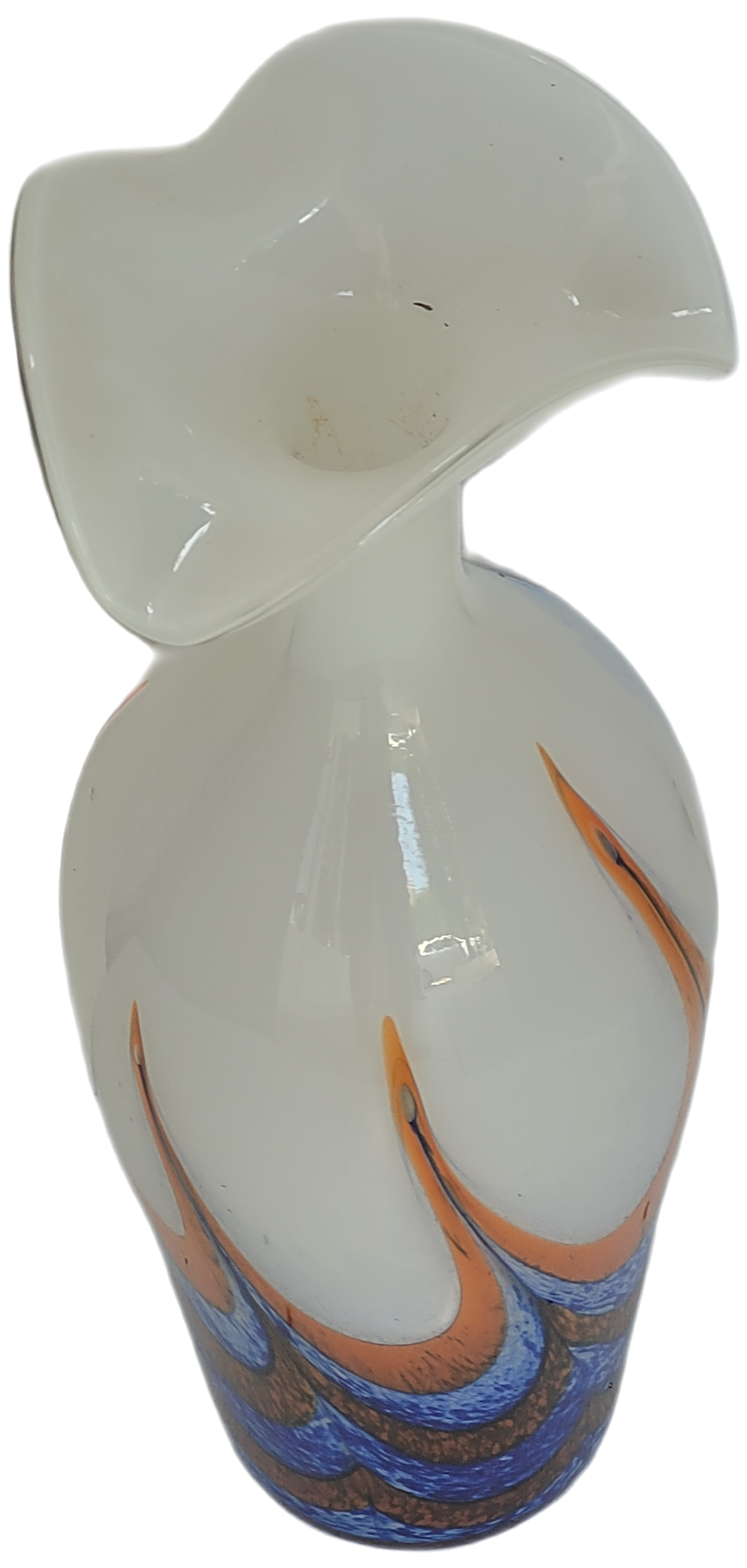 Large vintage red, white and blue Murano glass vase by Carlo Moretti, Italy, 1970s