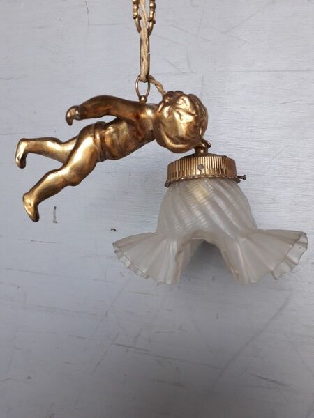 Hanging chandelier / bronze angel dore ep 1940/50