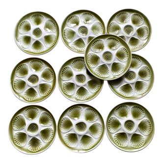 Set of 10 Moulin de Loups oyster plates