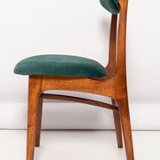 Green velvet Mid-Century chair designed by Rajmund Hałas, Poland, 1960s.