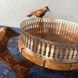 Center table cut, empty pocket, metal wood, vintage 1950