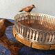 Center table cut, empty pocket, metal wood, vintage 1950