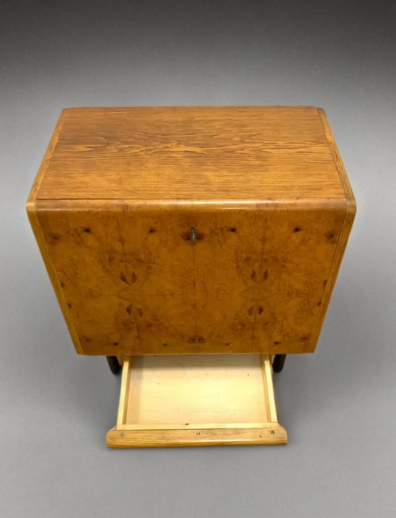 Vintage Czech Burr Walnut Bar Cabinet 1950s