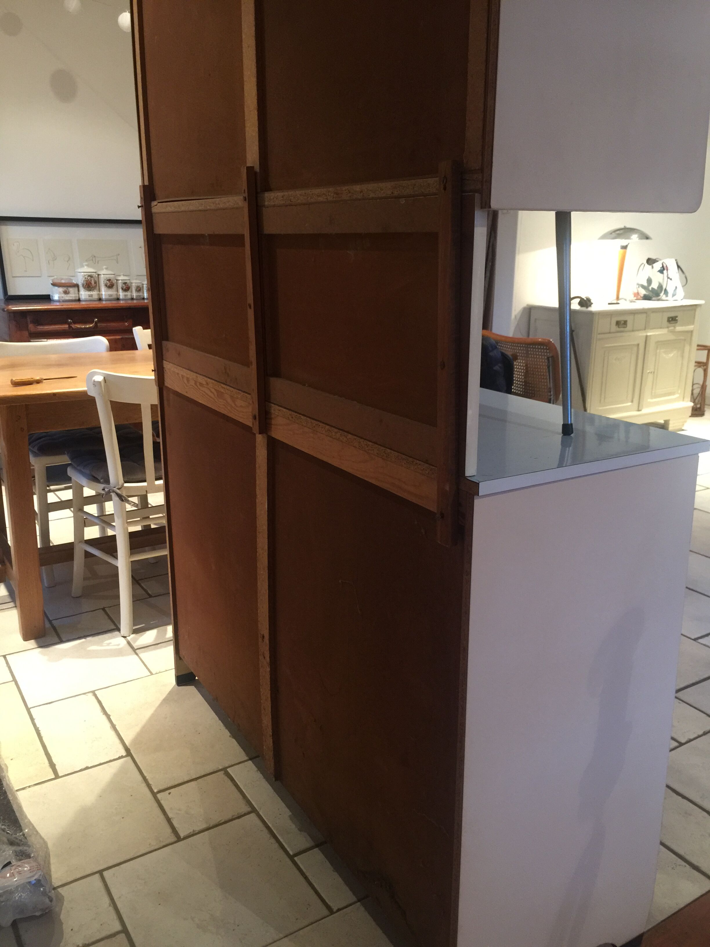 Blue and yellow formica buffet