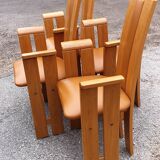4 fauteuils de table design bois et cuir