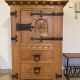 Solid oak bar cabinet