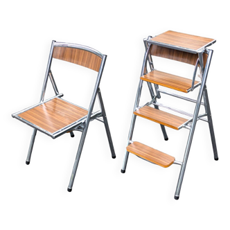 Convertible stepladder chair, vintage formica