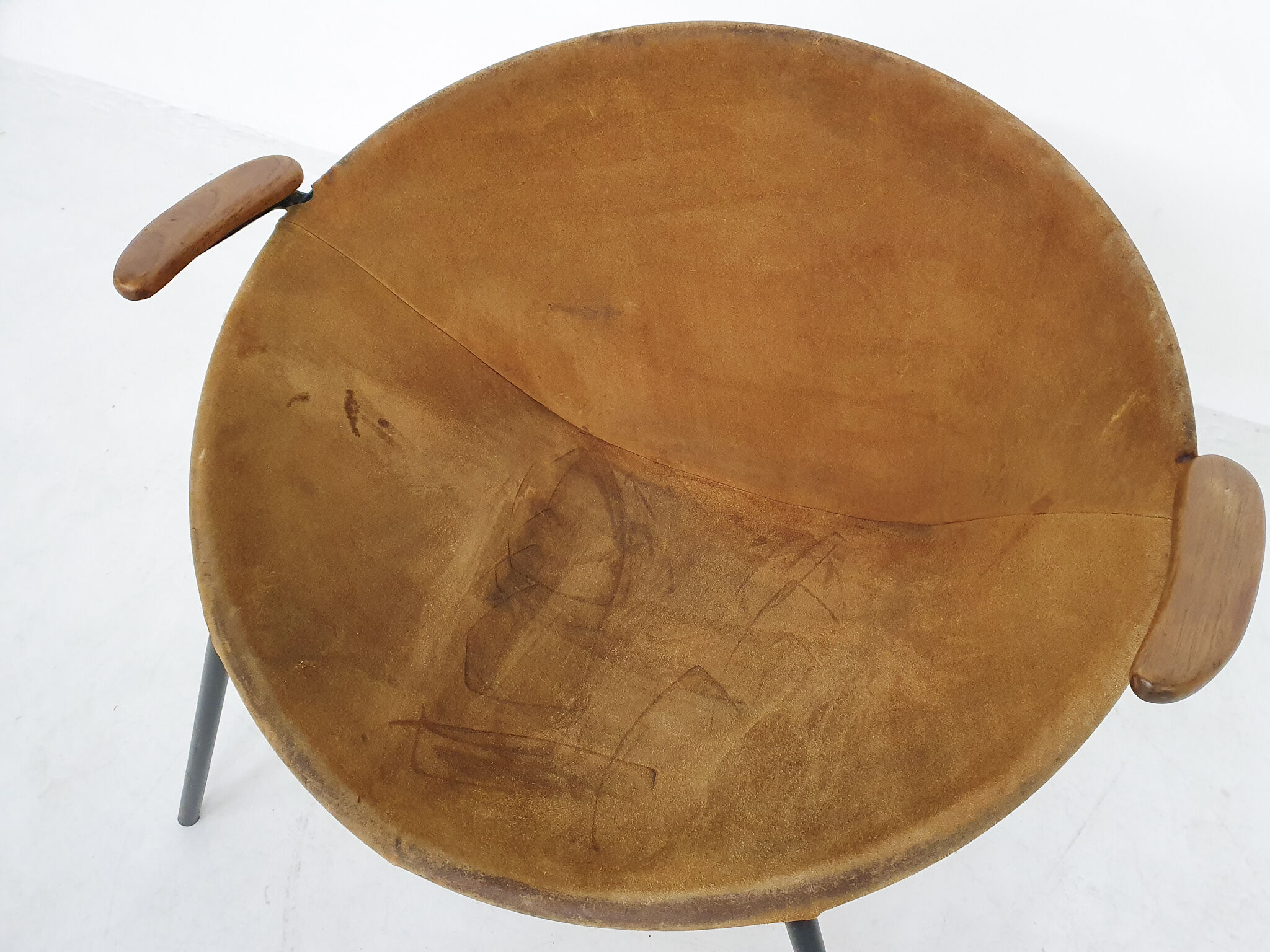 Hans Olsen suede "Balloon"chair for Lea design, Denmark 1950's