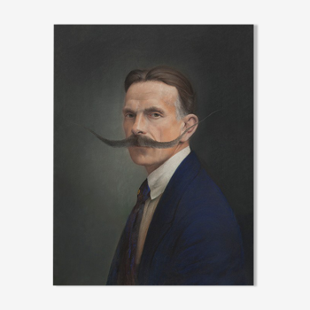Portrait pastel ancien - série “Les moustachus”