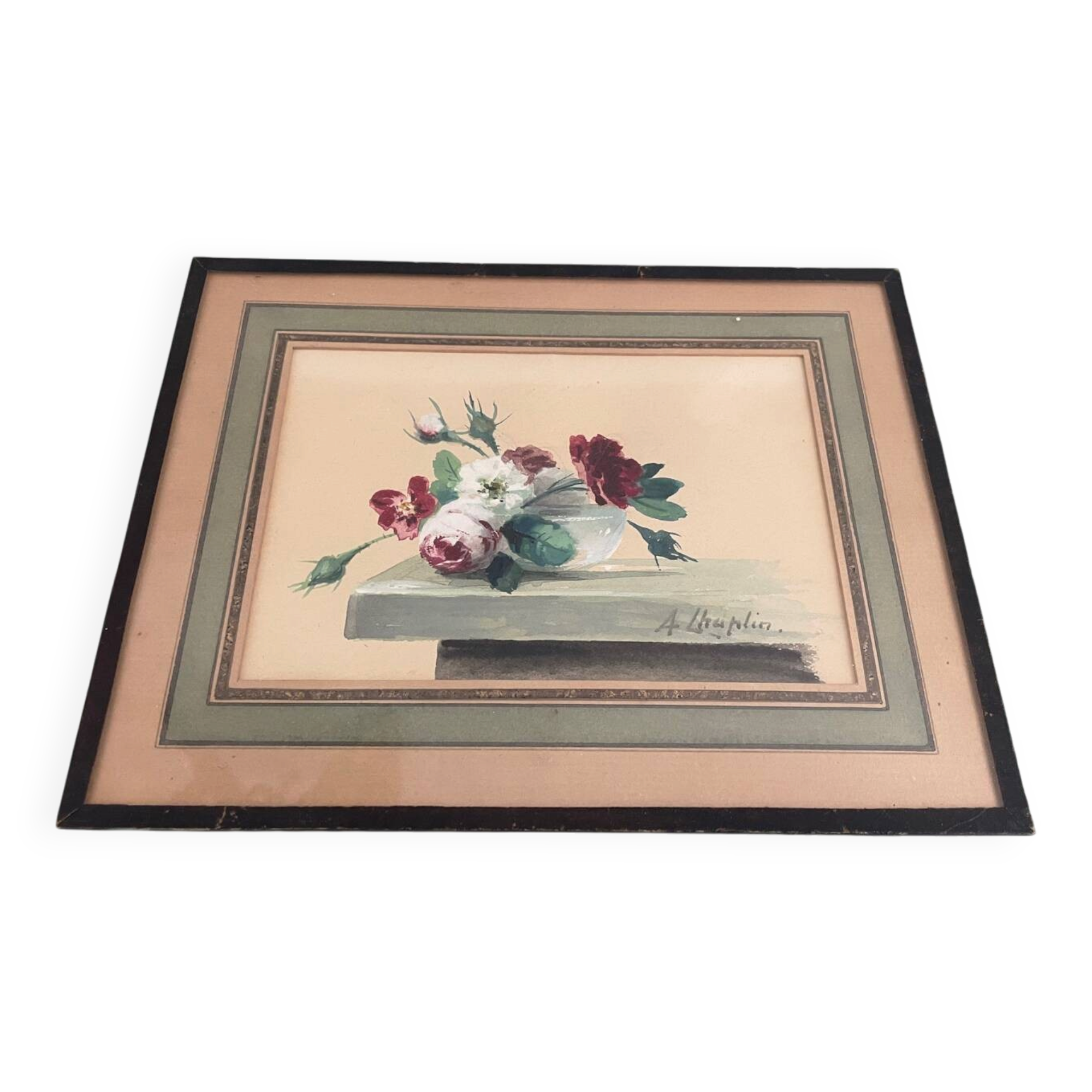 Arthur Chaplin watercolour painting still life bouquet of flowers