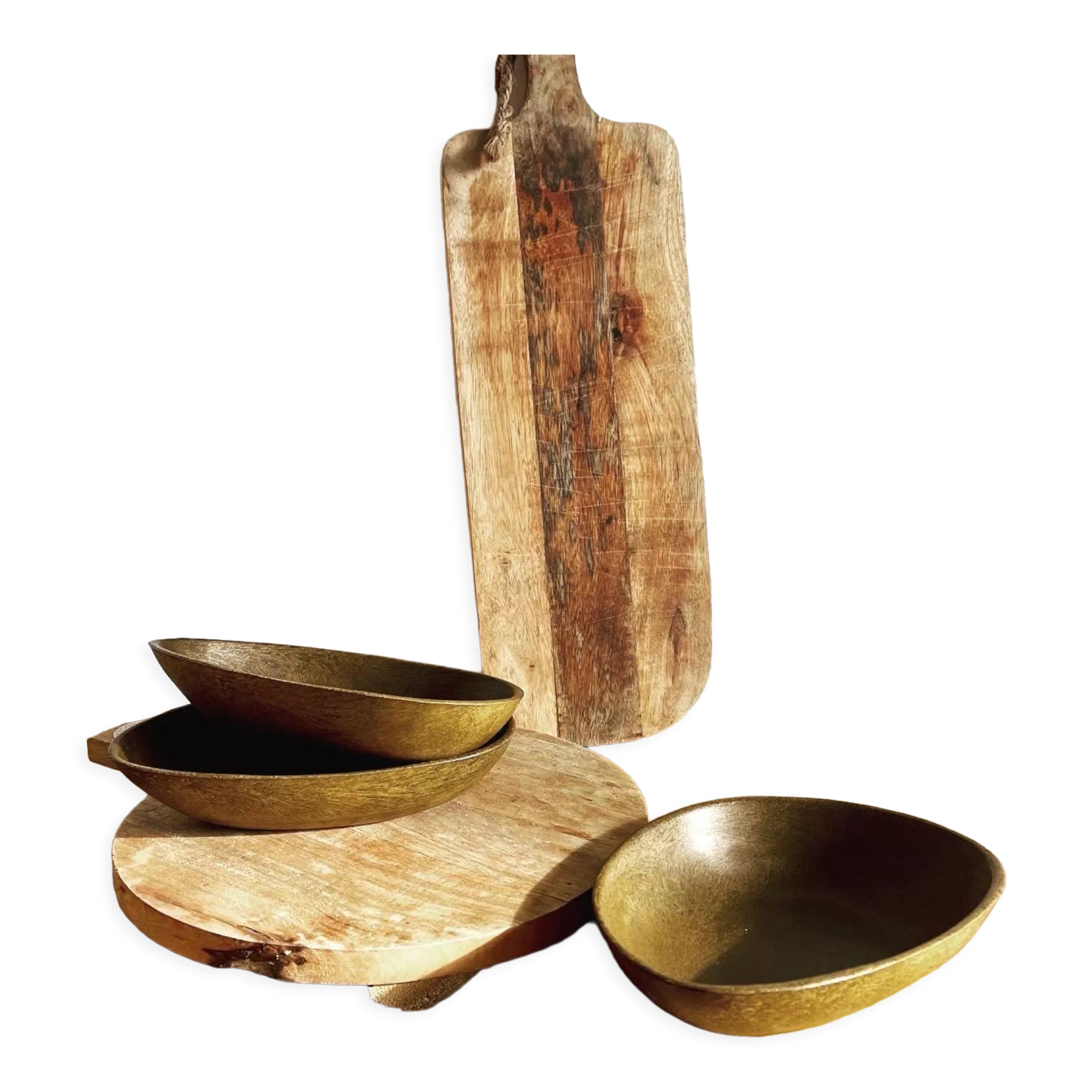 Set of 3 wooden cups
