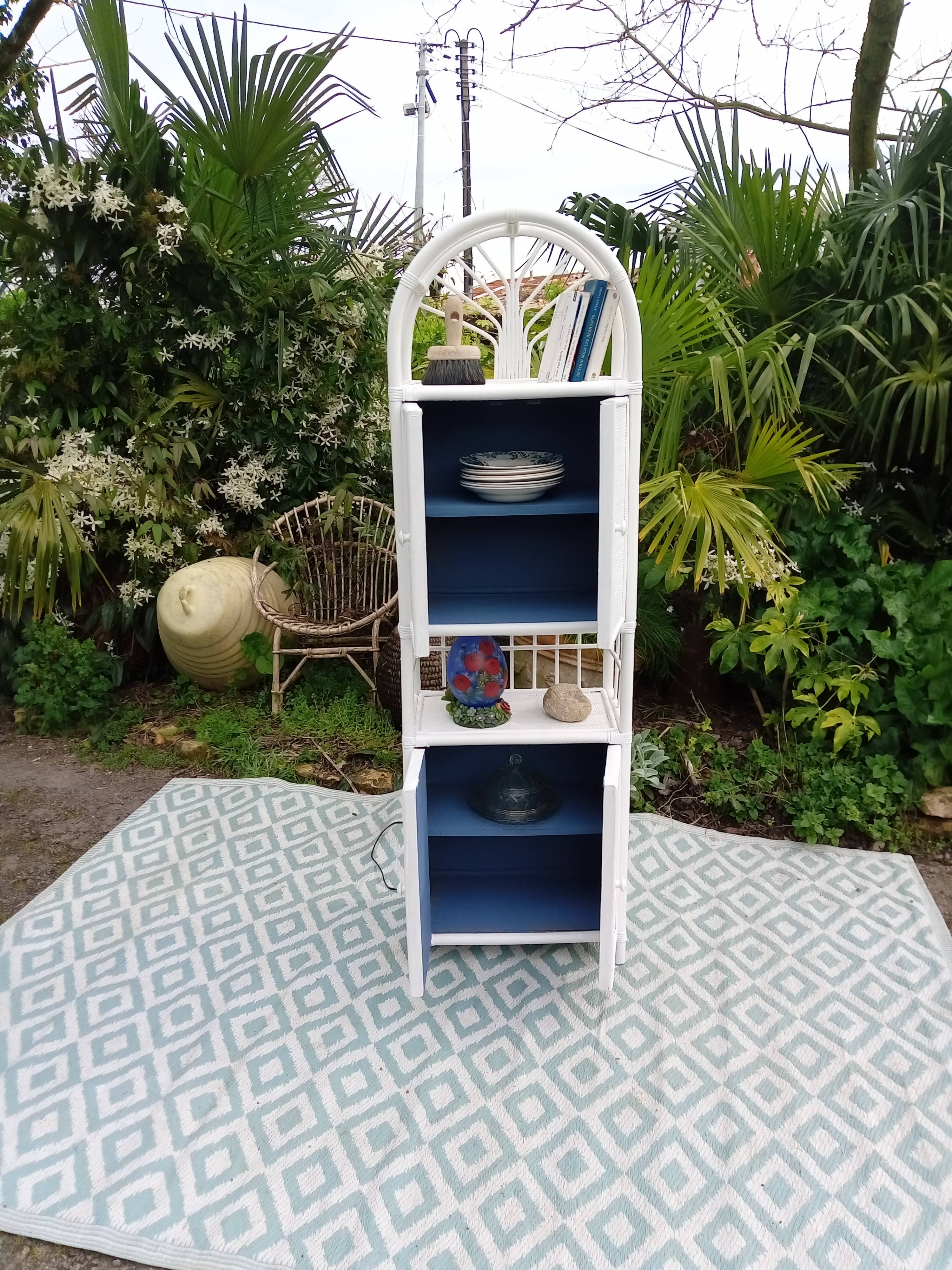 White rattan shelf