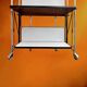 Folding rolling dessert trolley in white formica and chrome metal – 1950s-60s