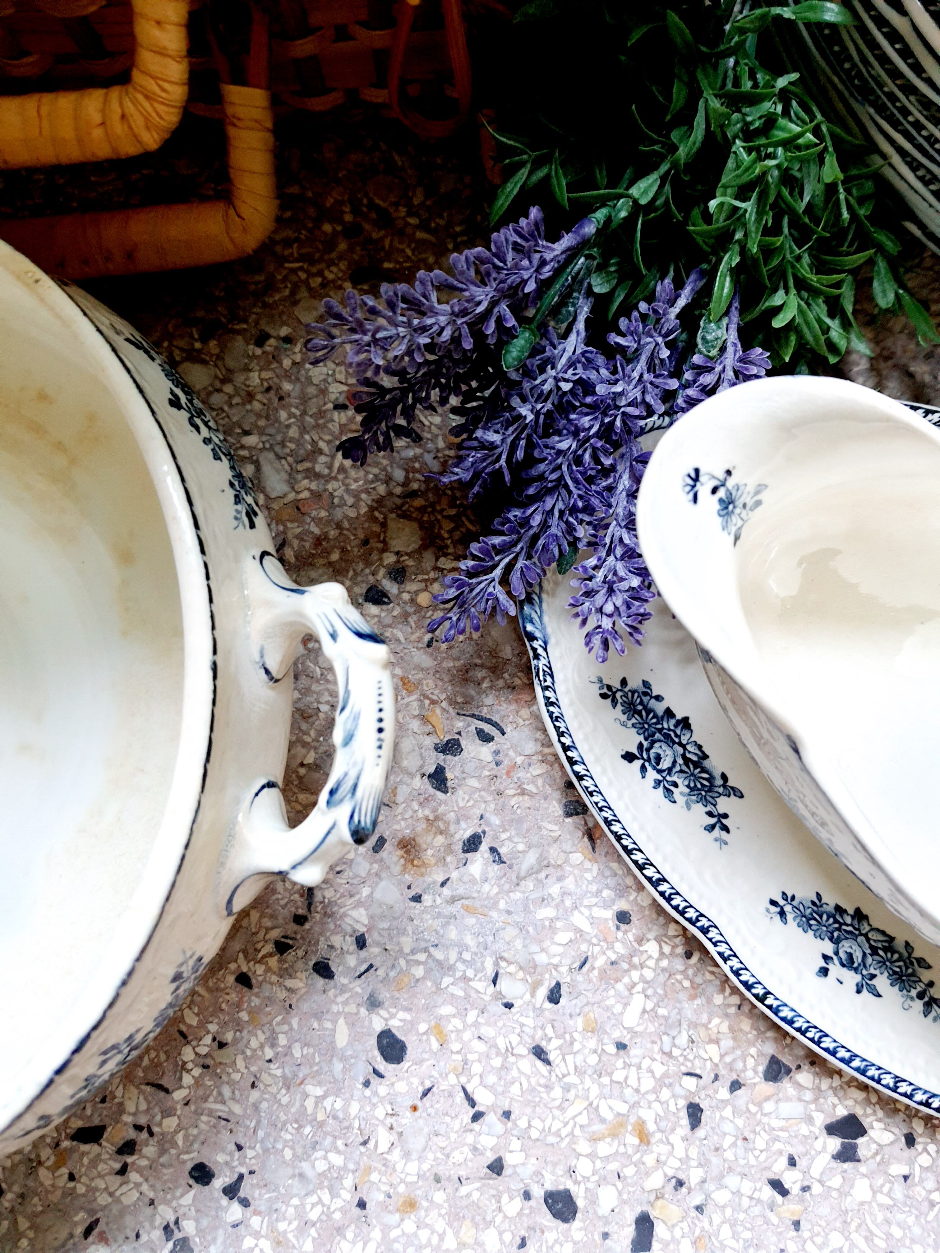 Hollow dish has handles on footdle Badonviller model Richelieu