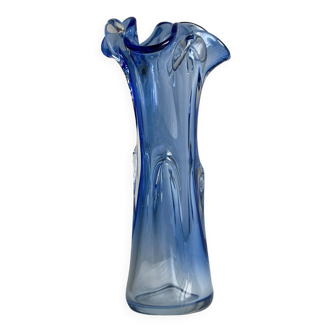 Translucent blue glass vase, modern decoration for interior