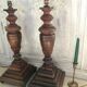 Pair of art deco wooden lamps
