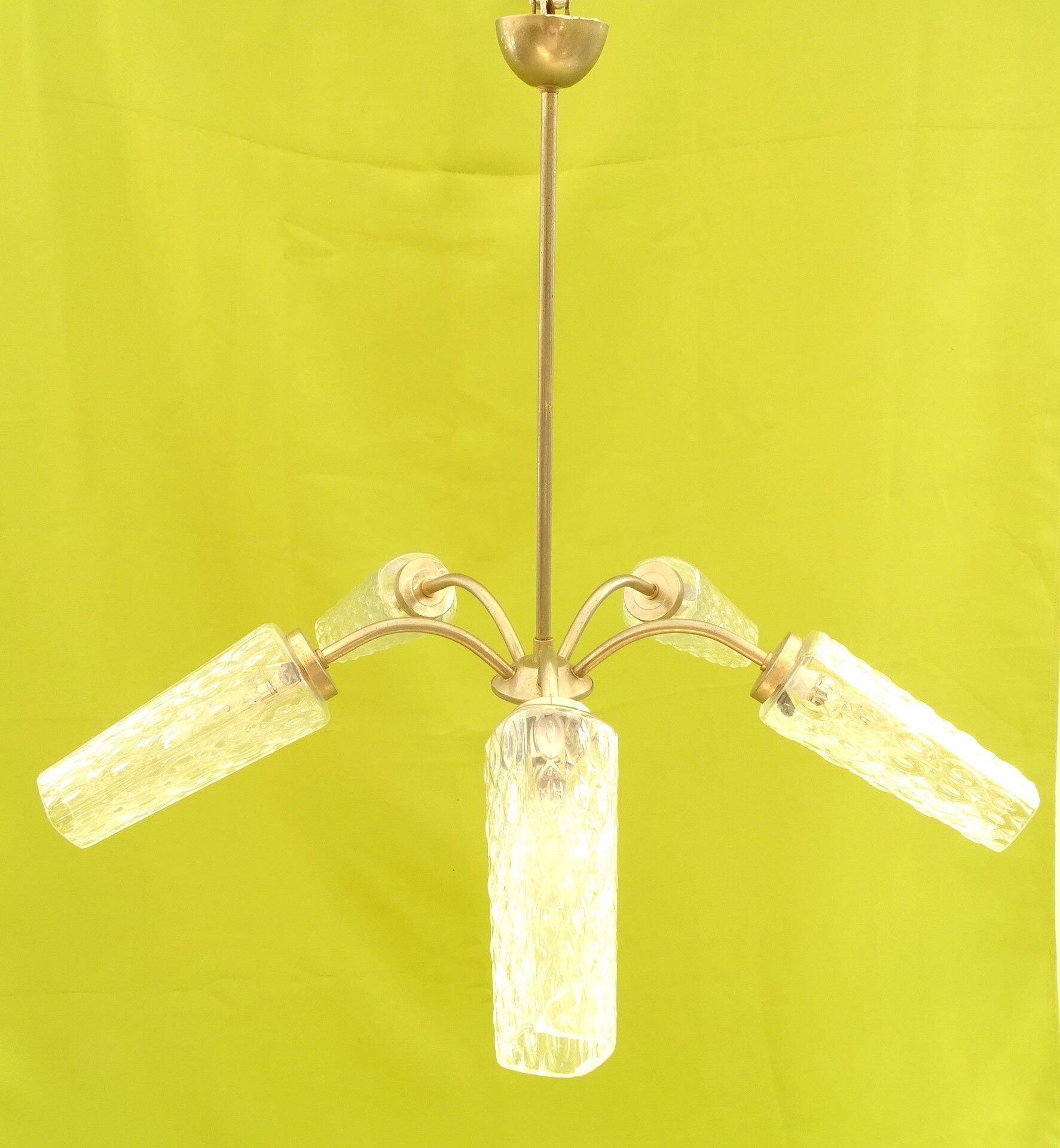 Transparent glass chandelier conical shape painted metal stucture