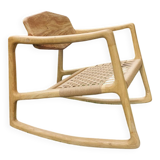Rocking chair en chêne et corde danoise