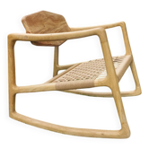 Rocking chair in oak and Danish rope