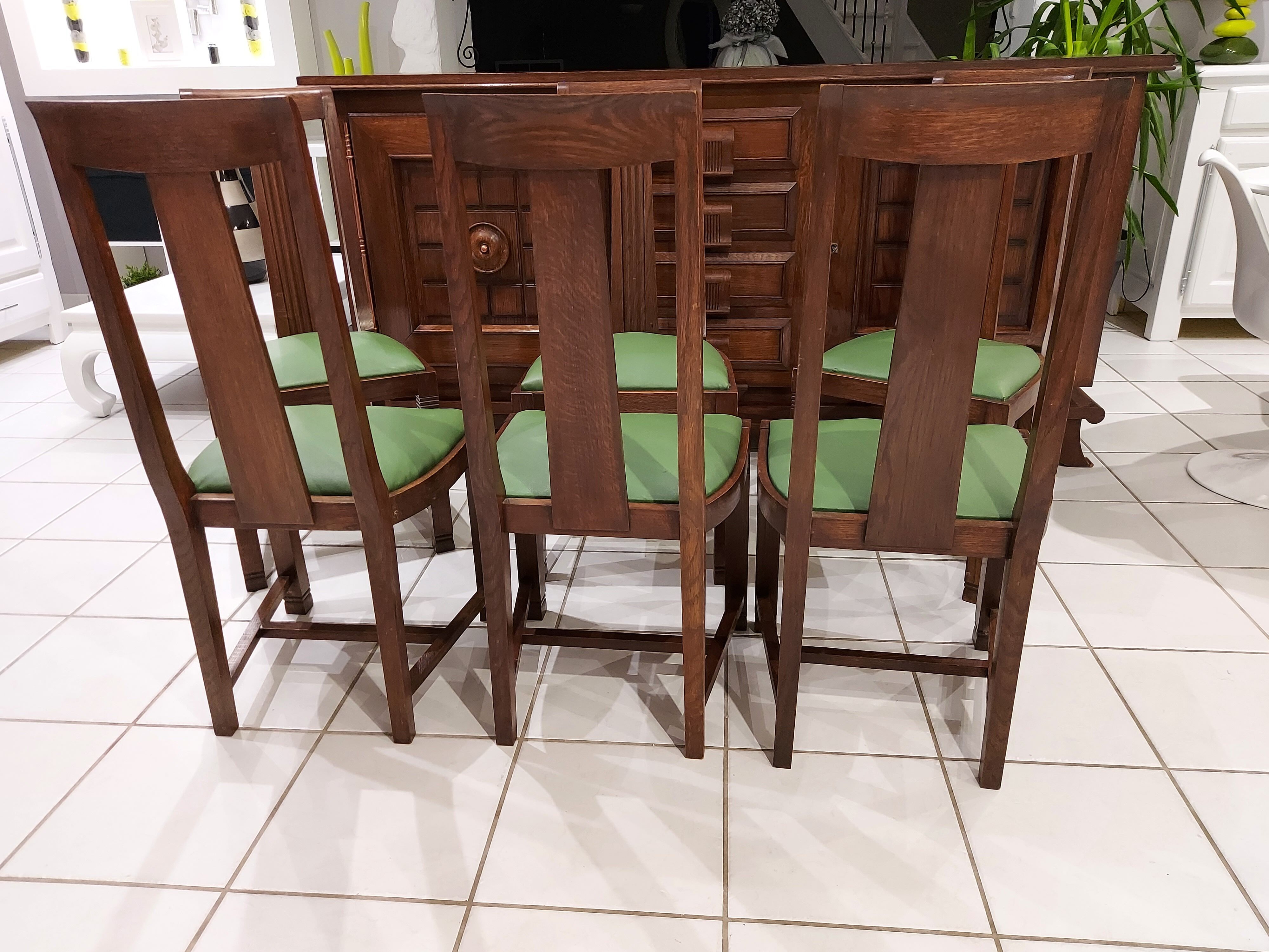 Suite de 6 Chaises chêne Art Déco années 1940