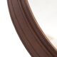 Handmade J. Adnet style mirror in brown vegetable-tanned leather, ø 45 cm