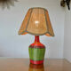 Bottle lamp in scoubidou, lampshade in rattan years 50/60