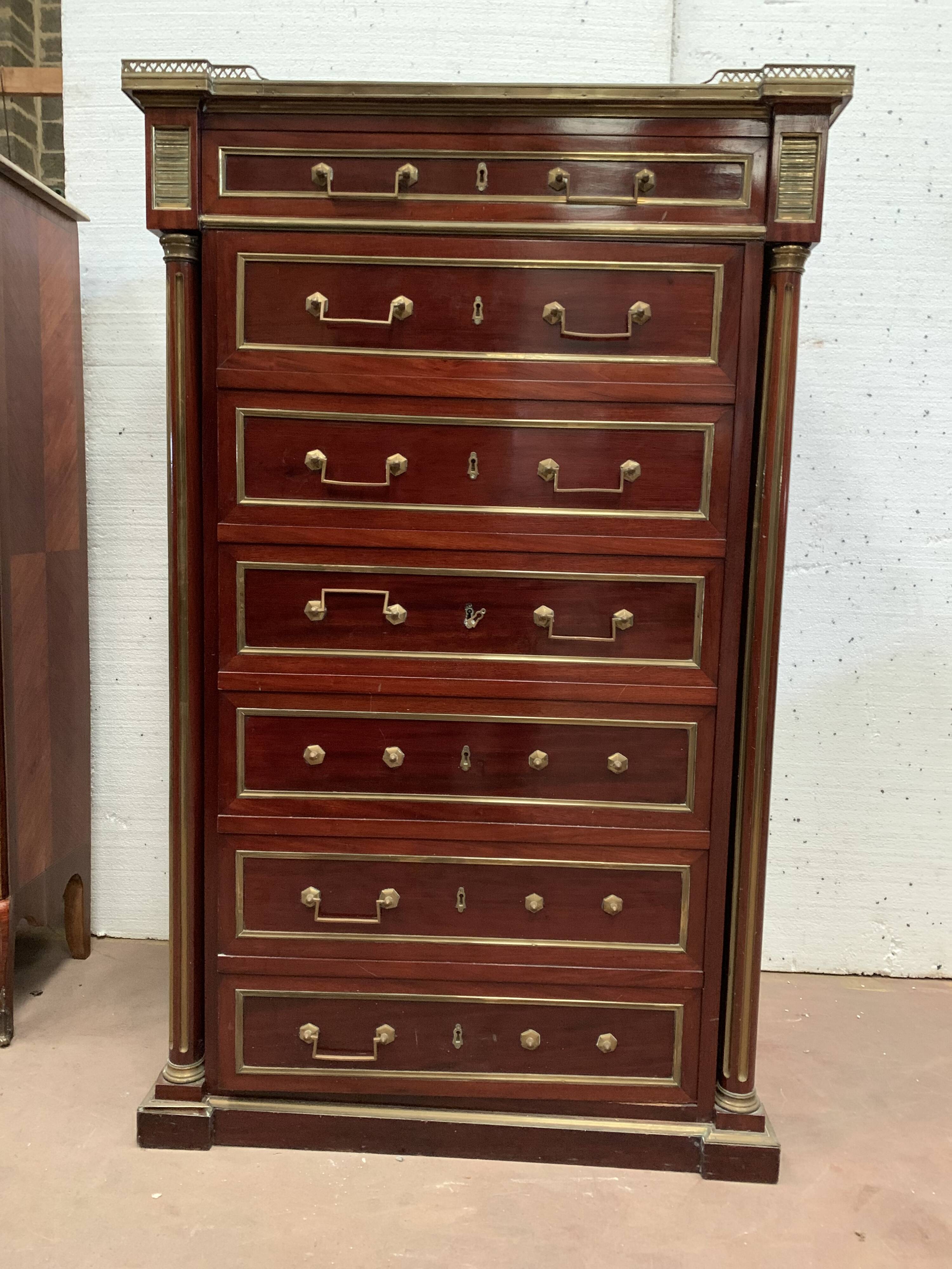 Semainier in trompe l'oeil Safe furniture of Napoleon III style Mahogany XX century