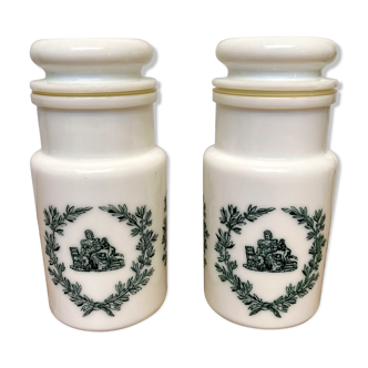 2 opaline glass spice jars