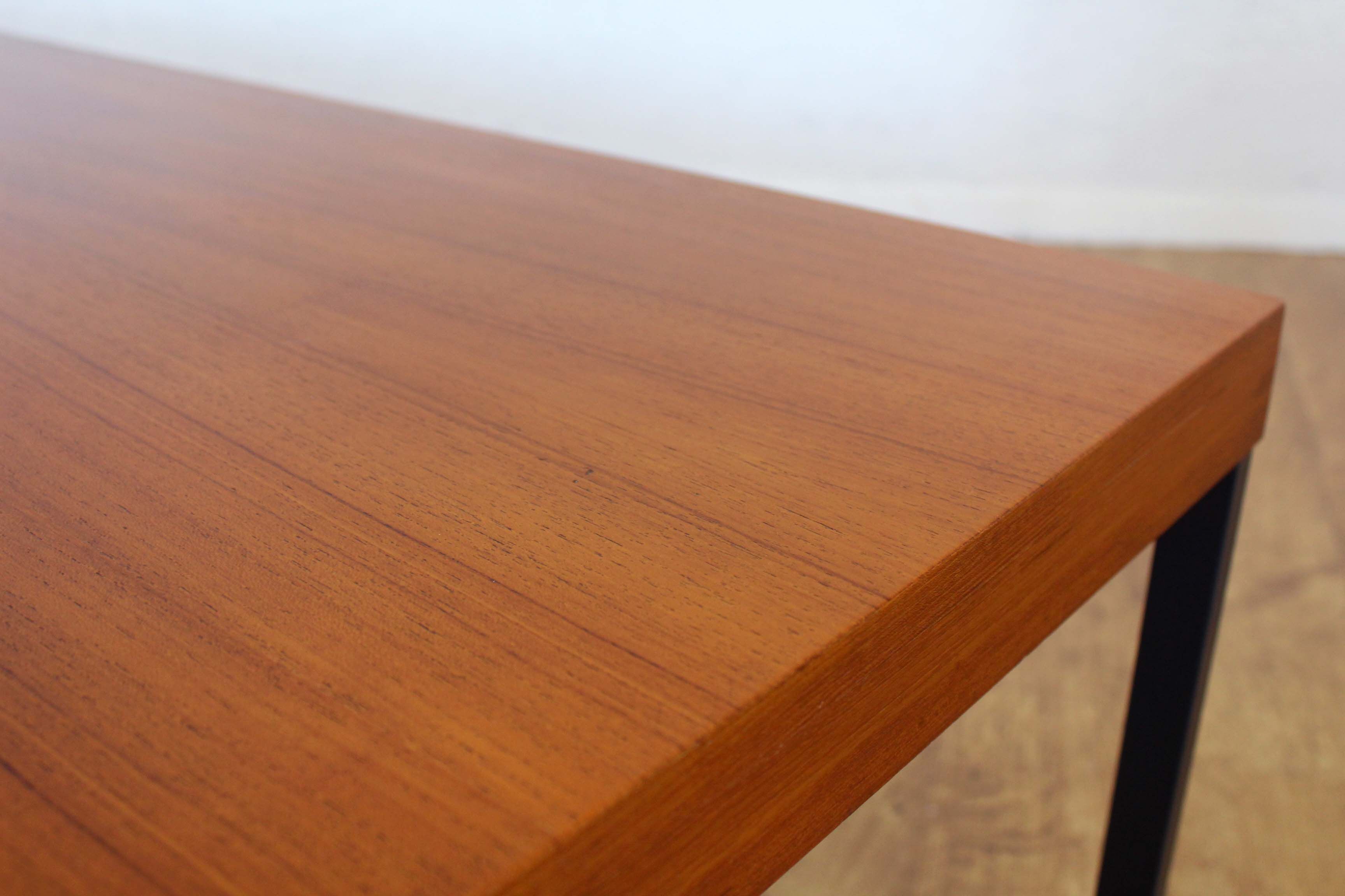 Large teak and metal coffee table