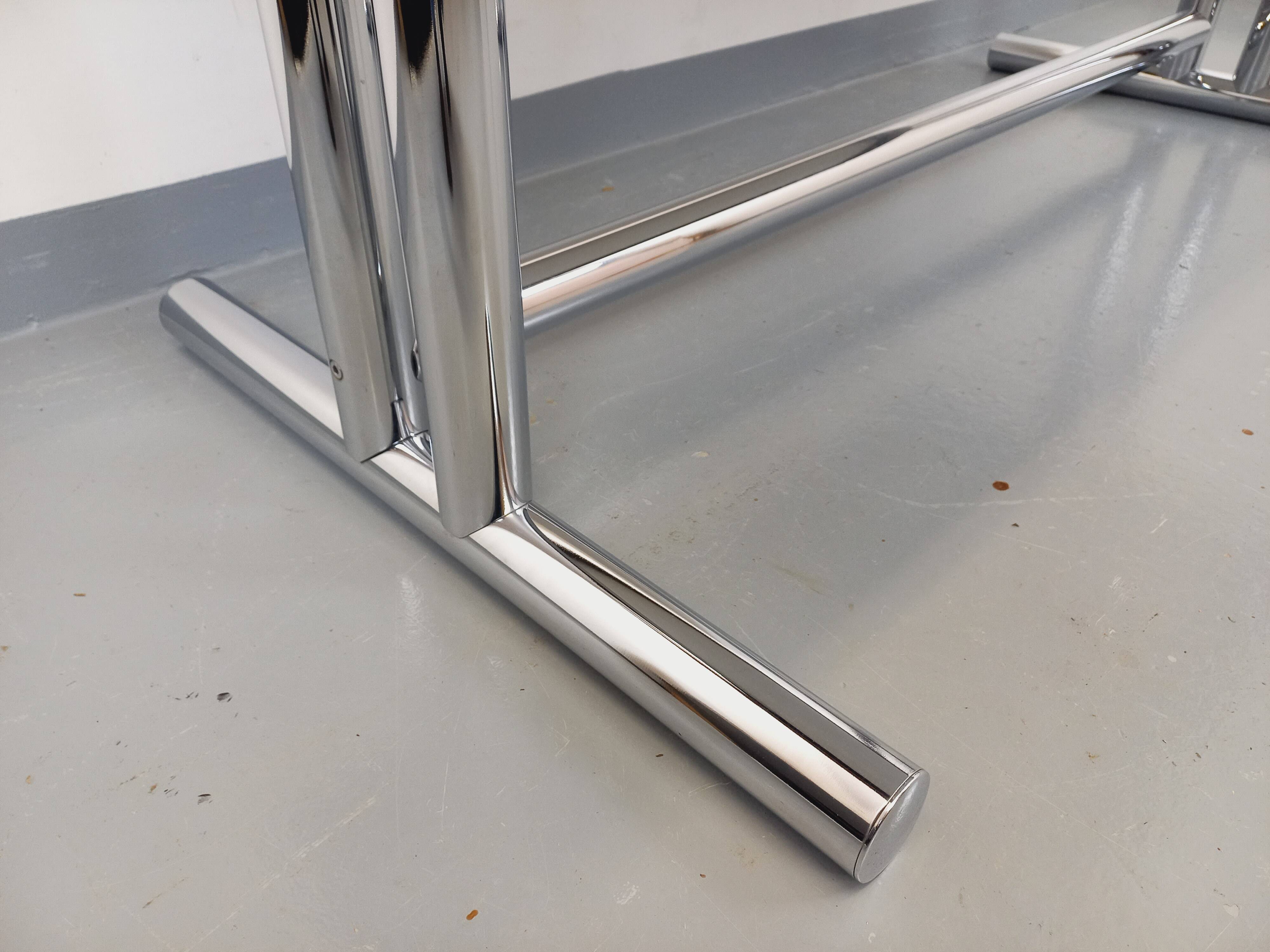 Vintage walnut and chrome metal desk from the 1970s.