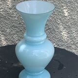Large vintage pastel blue opaline vase