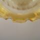 Large Mid Century Amber Glass Light Shade With Ribbed Effect & Frilled Edge