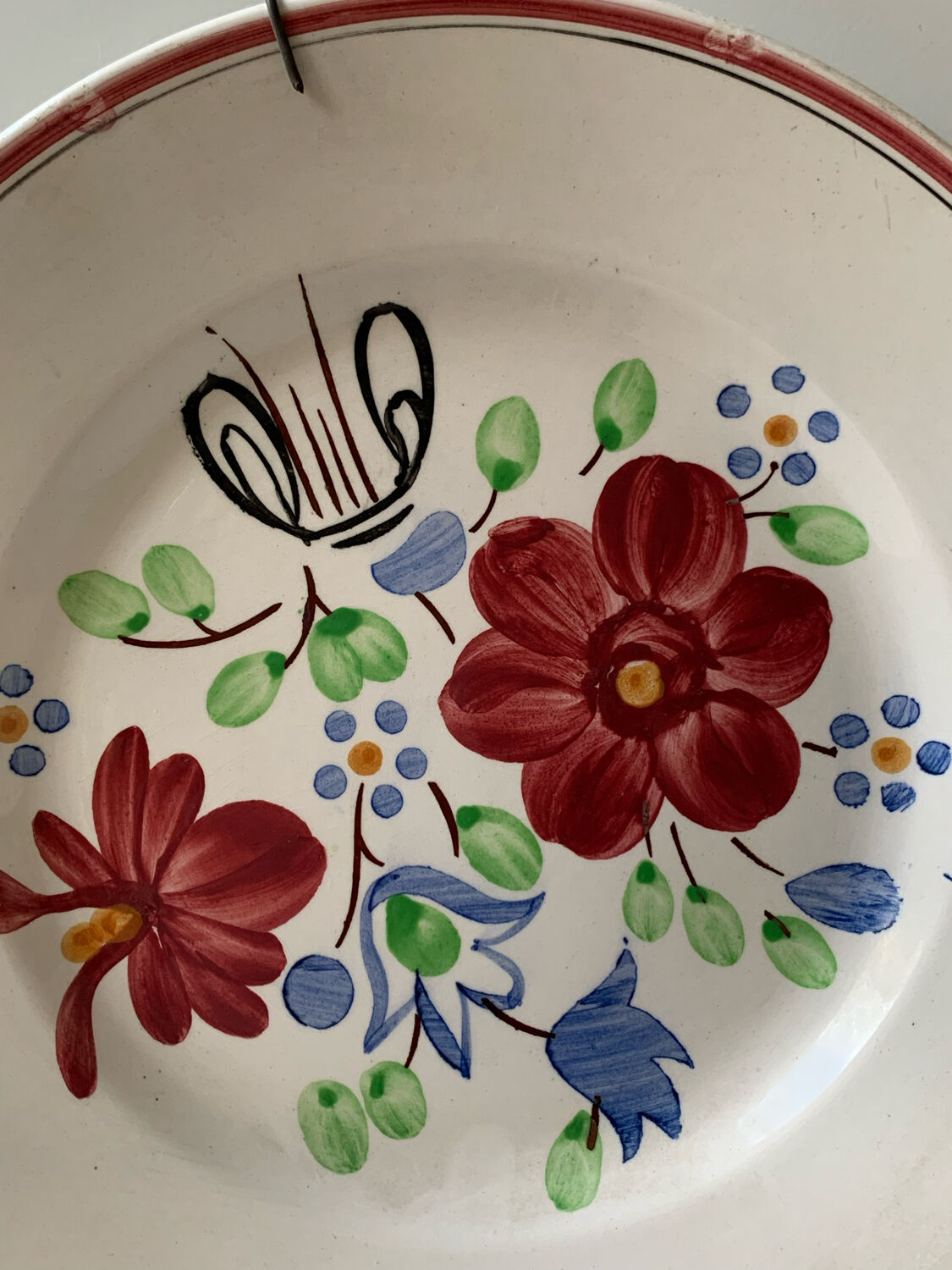 Niderviller earthenware old decorative plate numbered vintage