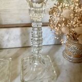Pair of molded glass candlesticks