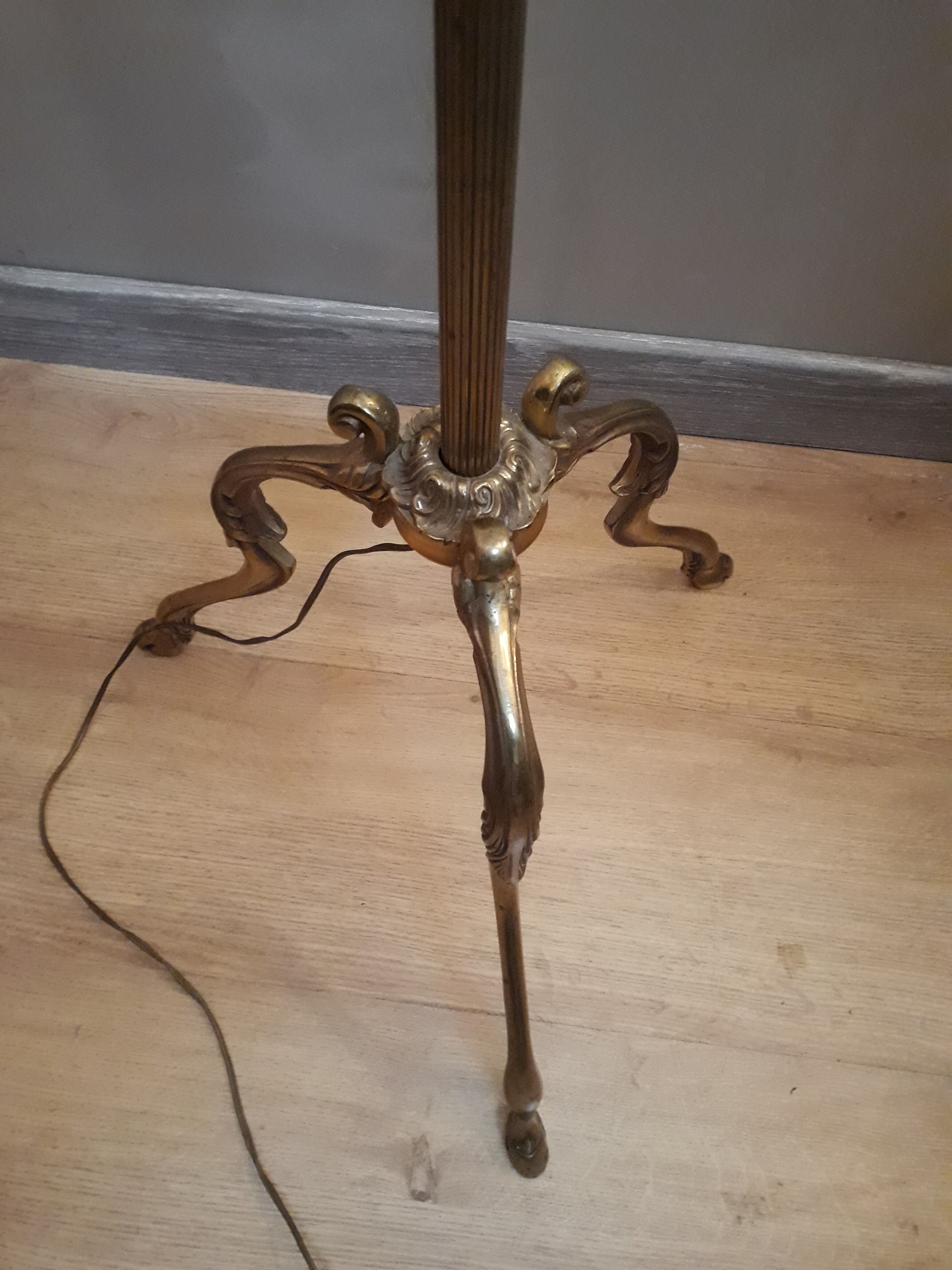 floor lamp bronze1960 a70 foot bronze label paris state very correct abatjour 38x20cm sending possible