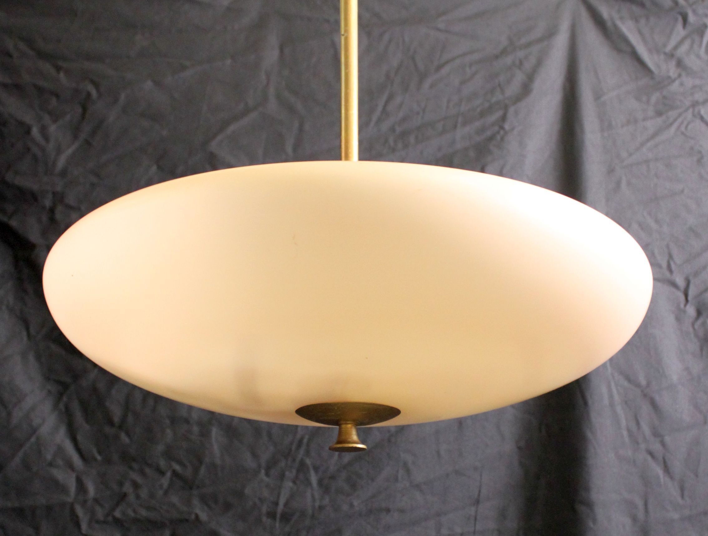 Suspension Art Déco en verre dépoli, 1960
