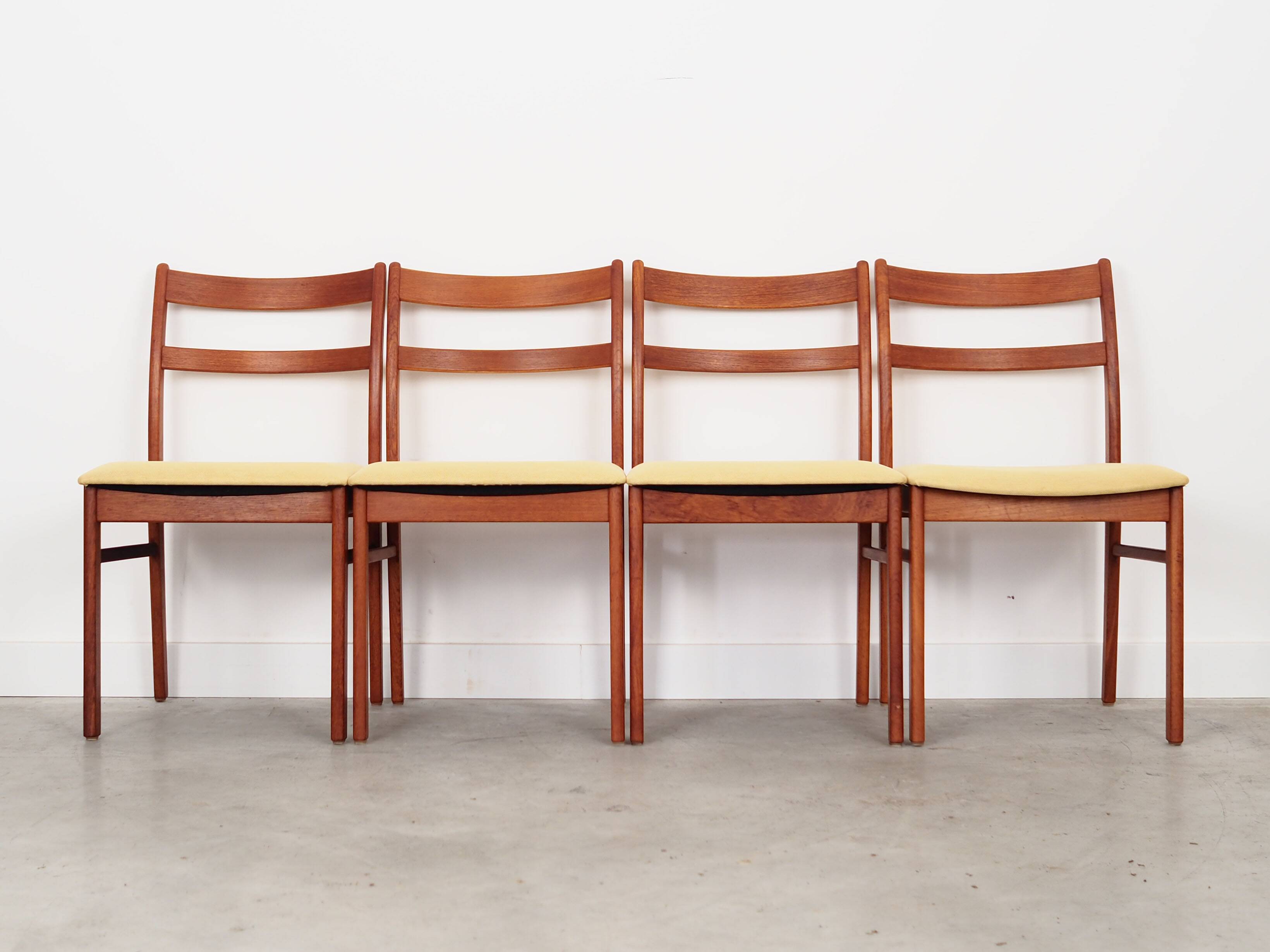 Set of four teak chairs, Danish design, 1970s, production: Denmark