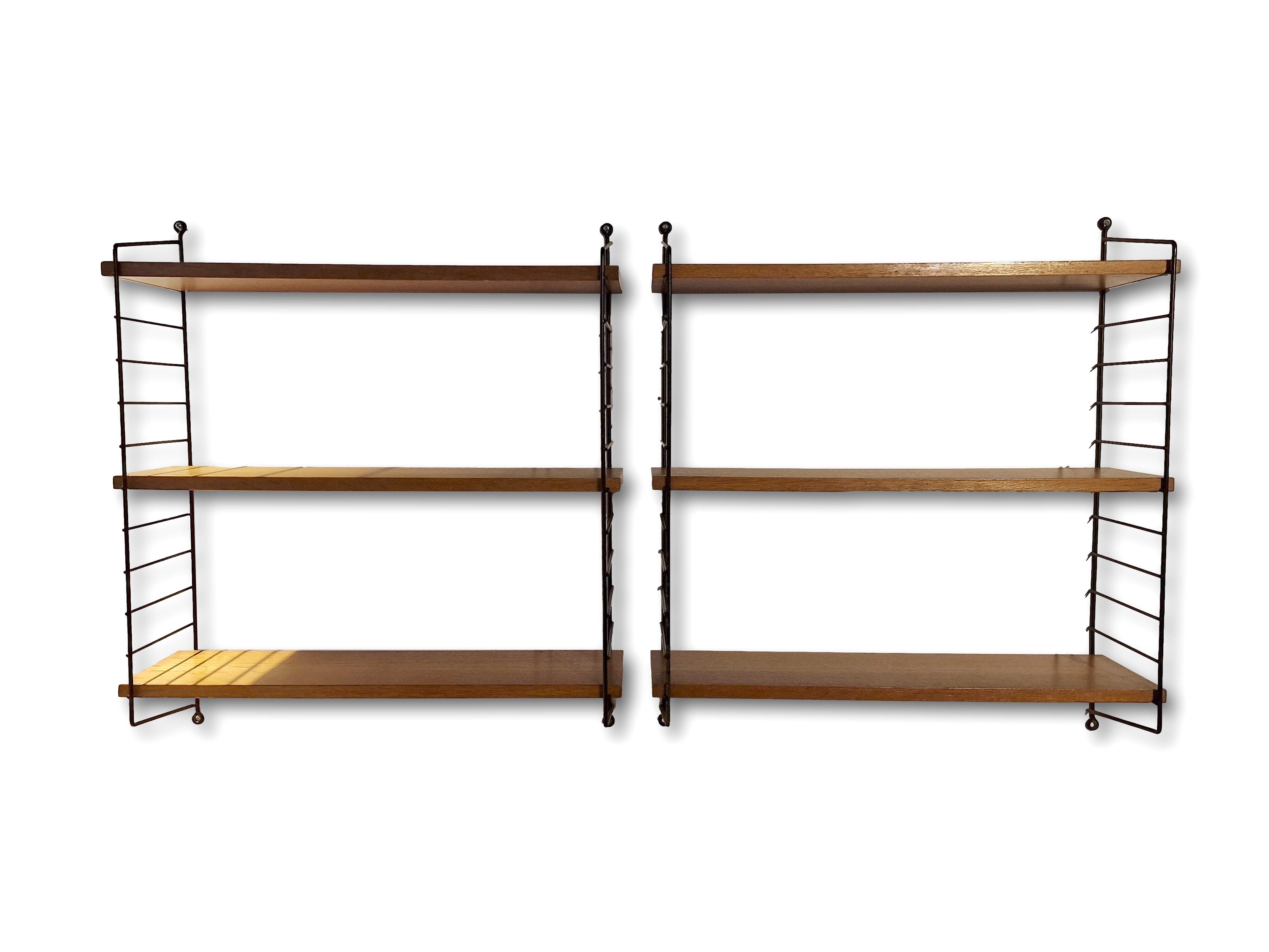 Scandinavian wall shelves teak & metal, 1960s