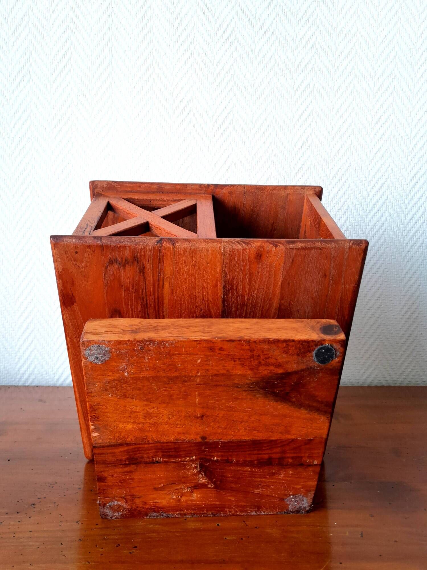 Small vintage teak revolving bookcase