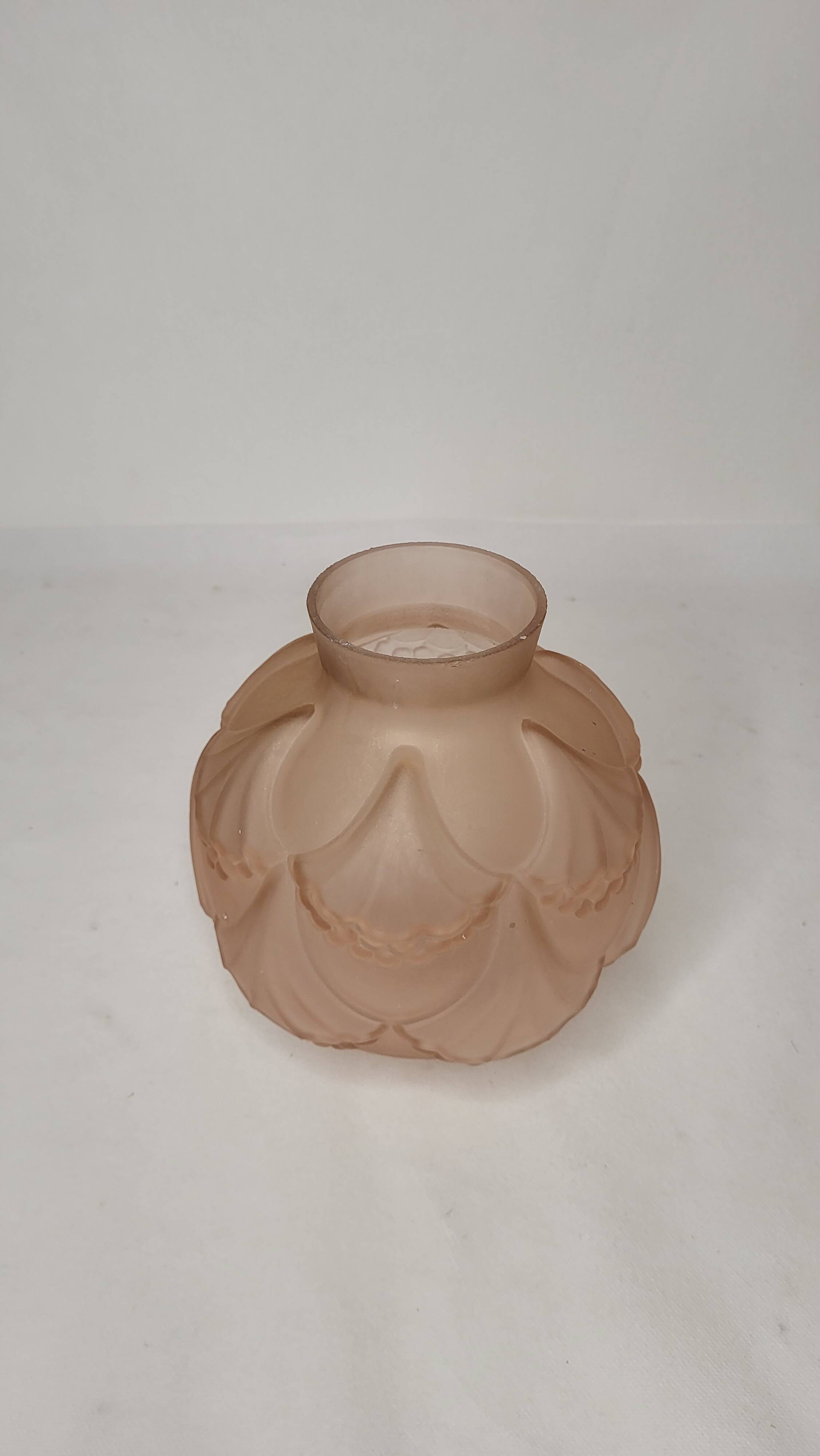 Art Deco ball vase, pink glass