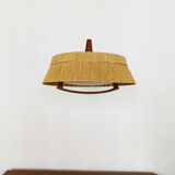 Raffia bast and teak pendant lamp by Temde
