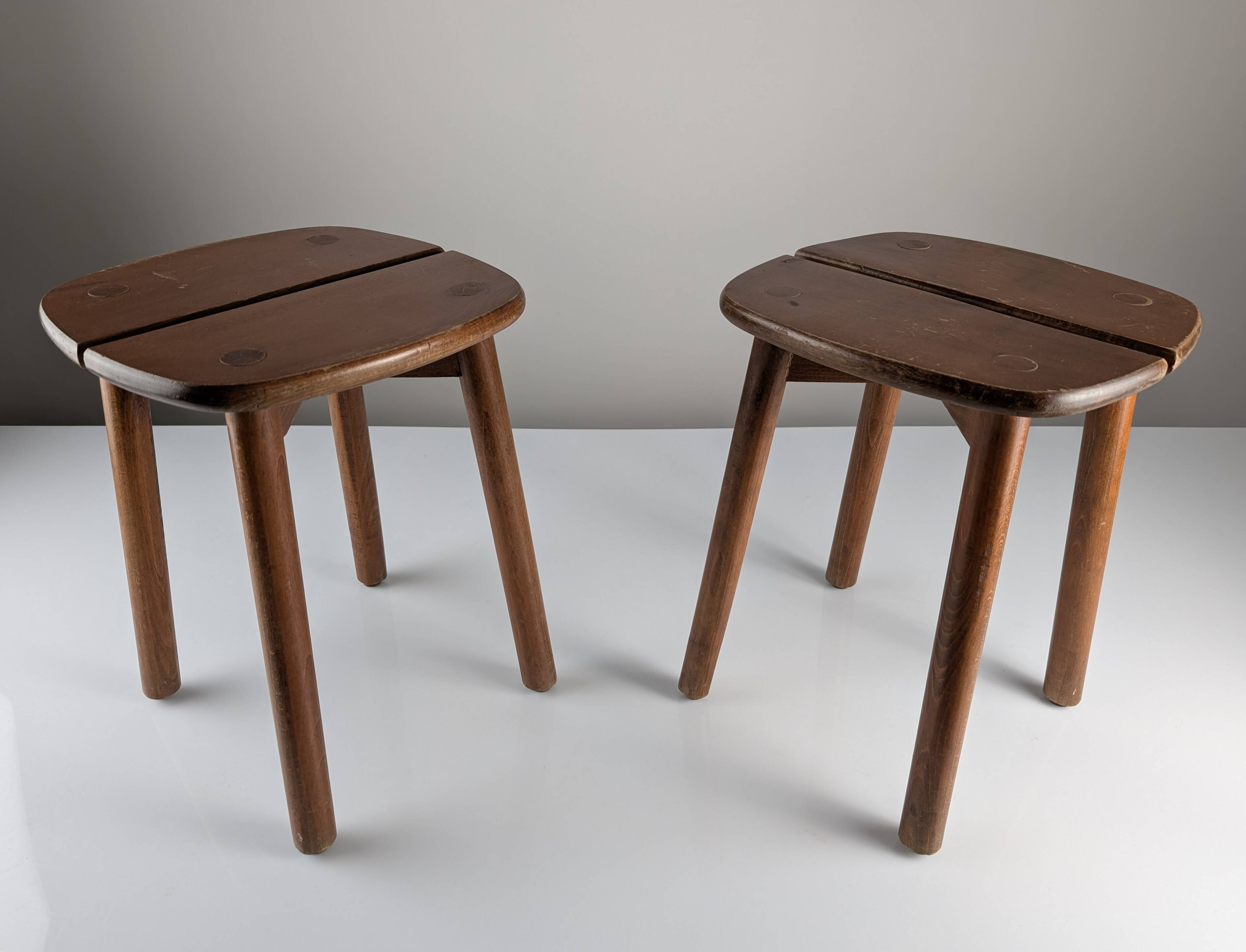 Pair of wooden stools by Pierre Gautier Delaye, France, 1960s
