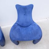 Pair of "balou" armchairs by jane worthington for leolux in leather, 1980